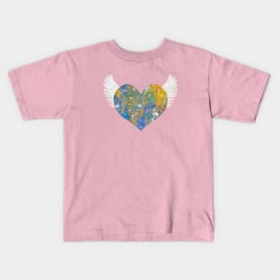 Colorful Stone Heart - Blue and Gold Kids T-Shirt